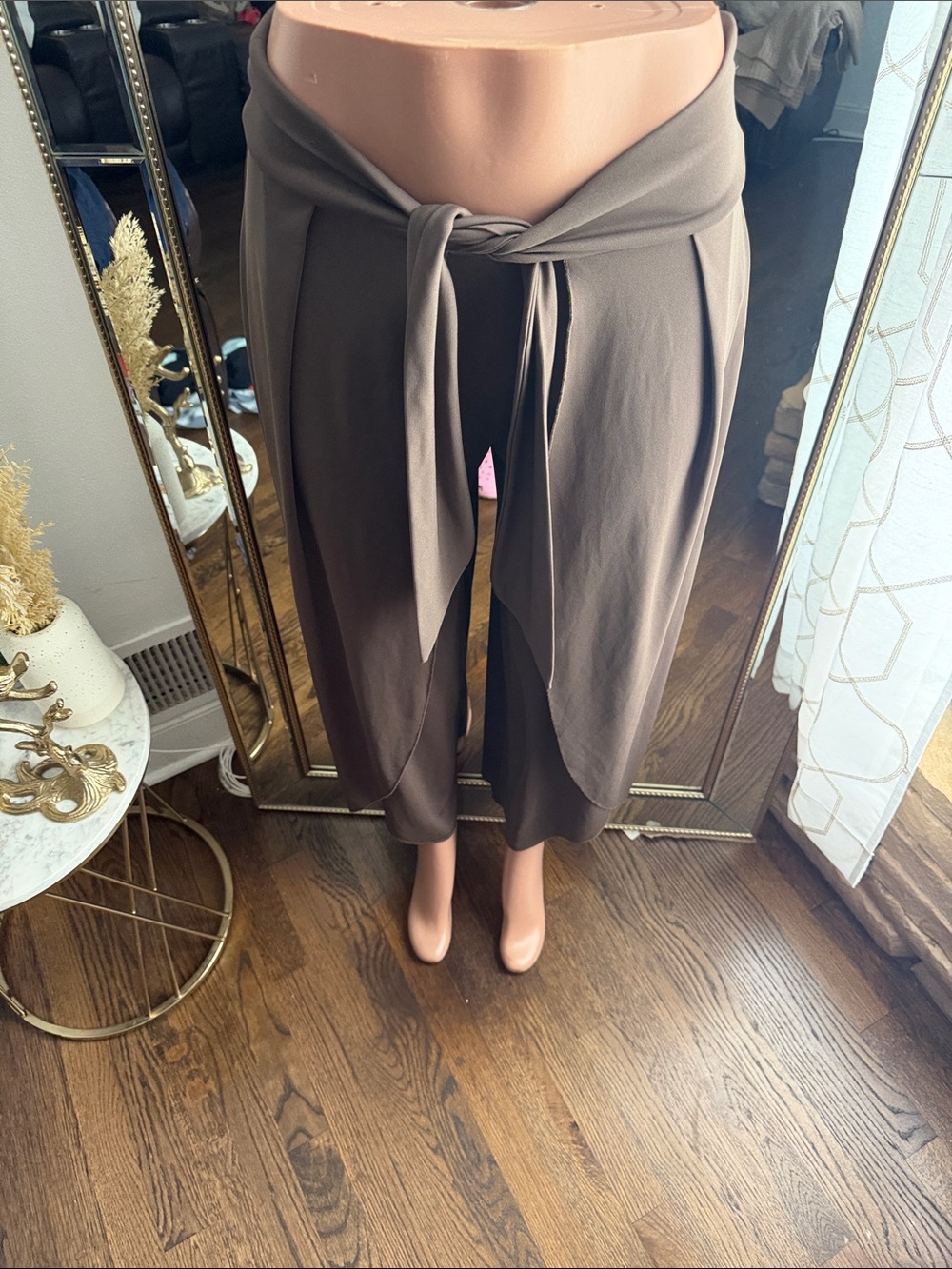 Zara Terez Taupe Tie-Front High-Low Skirt